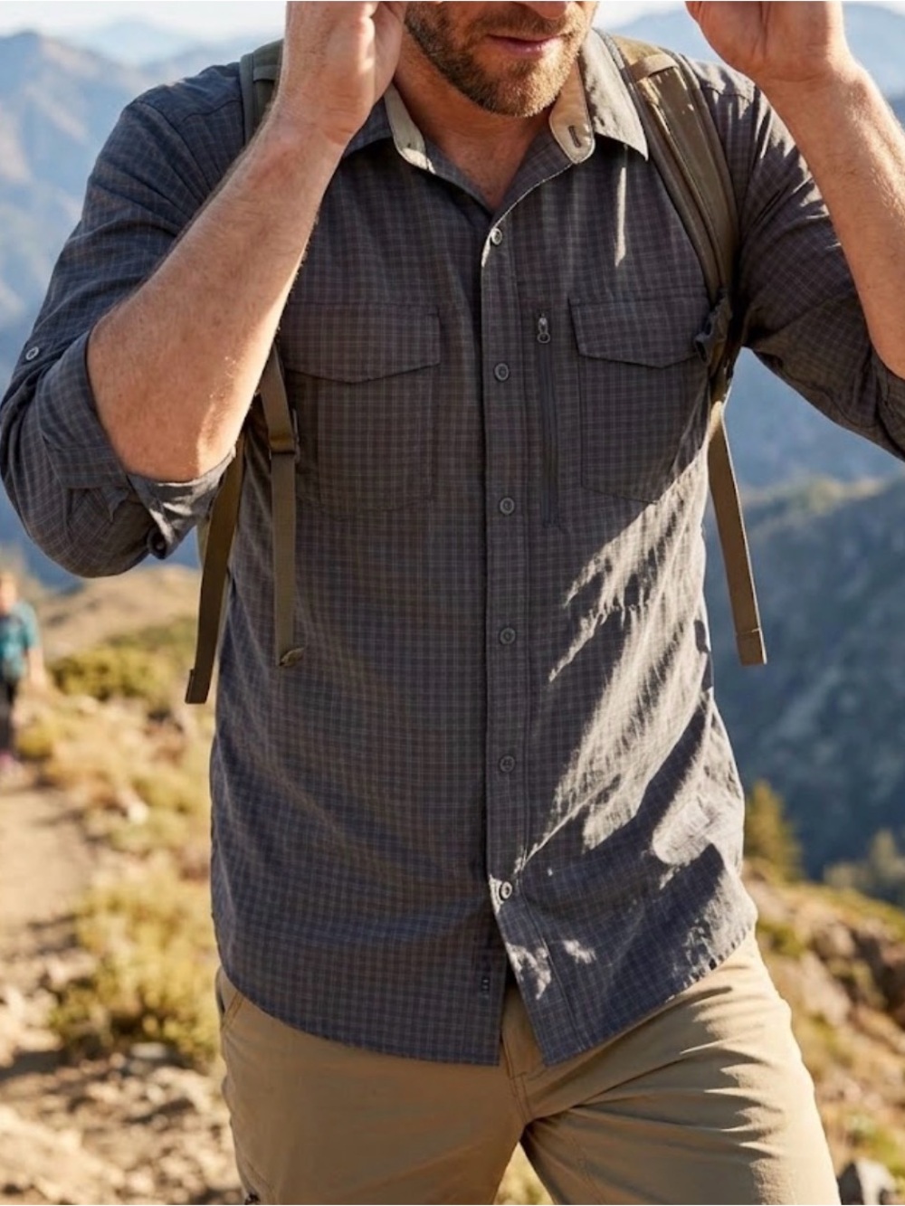 REI Men's Gray Lightweight Button-Front Shirt Jacket